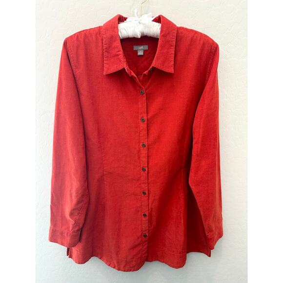 J. JILL | Orange Corduroy Button Down Shirt 100% Cotton | Size Medium - Picture 1 of 7